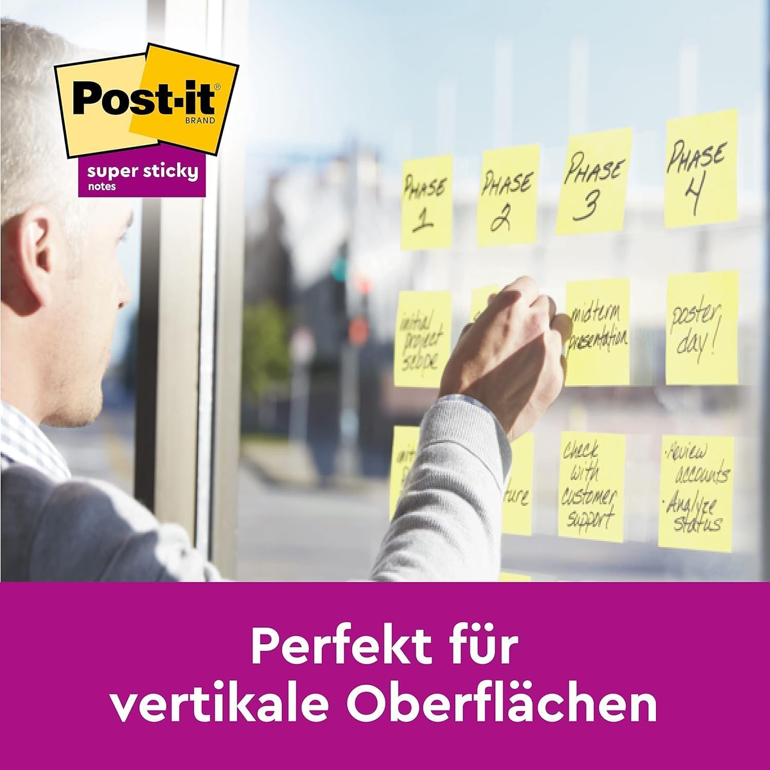 Post-it Super Sticky Notes, Vorteilspackung mit 24 Blöcken, 90 Blatt pro Block, 76 mm x 76 mm, Farbe: Gelb - Extra-stark klebende Notizzettel für Notizen, To-Do-Listen und Erinnerungen, Mittel 7