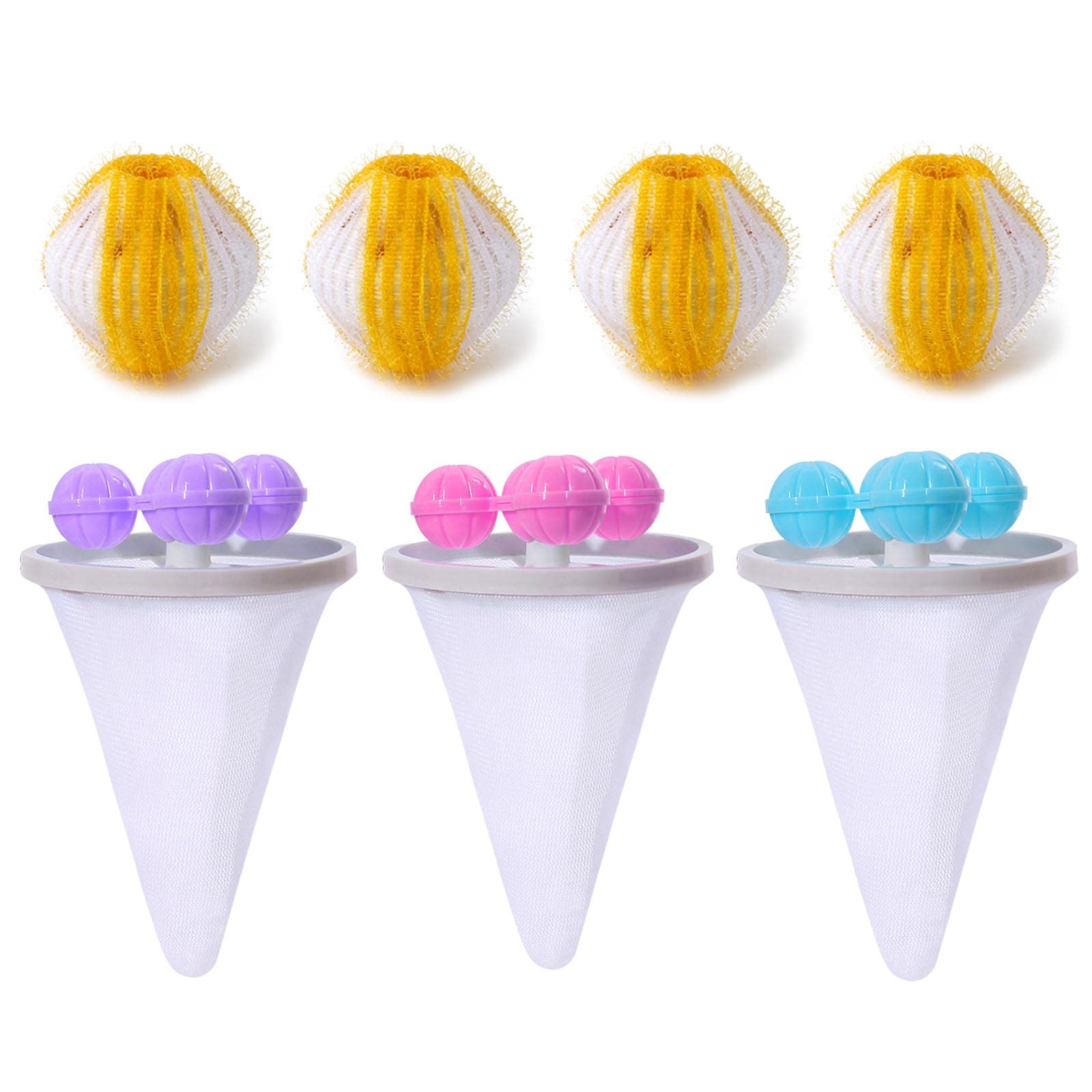 AWAVM 7PCS Pet Hair Remover for Laundry Set,Pet Hair Remover for Laundry and Floating Hair Filtering Mesh,Pet Hair Catcher - Cat Dog Hair Remover Washing Machine Reusable