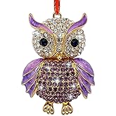 JUESMOS Owl Christmas Ornament 2025 Purple Owl Ornament for Christmas Tree Decorations Small Xmas Keepsake Gifts for Animals Lovers Metal Bird Gifts Keepsake for Women Girls Sister Kids