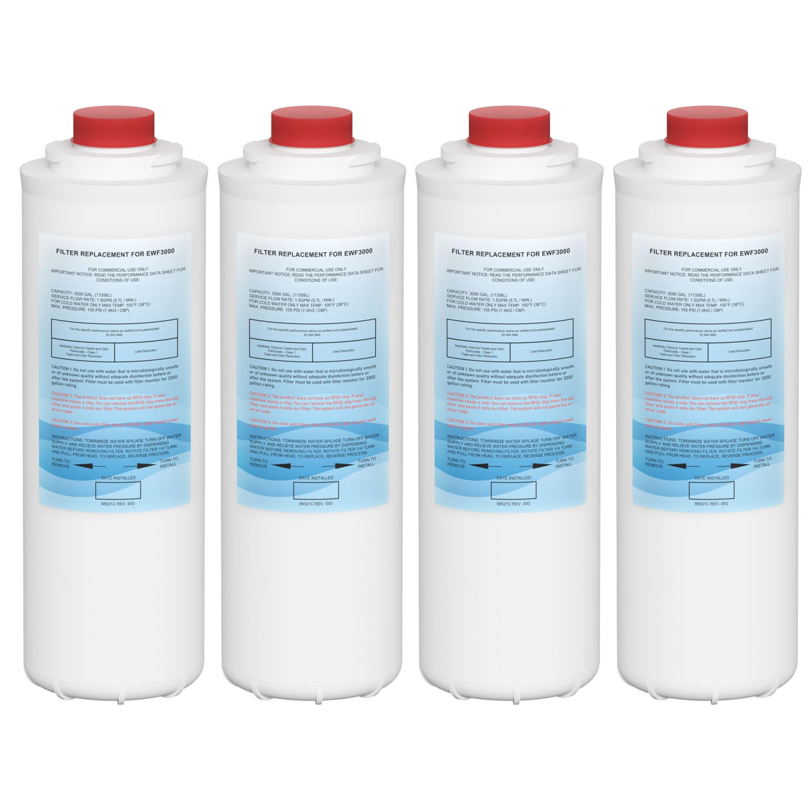 Photo 1 of 51300C Water Replacement Filter (No Chip) Compatible with Elkay 51300C, EWF3000, ERF750, 51299C, 55898C and Ezh20 Bottle Filling Station, 3000 Gallon Water Filter Replacement 4 Pack