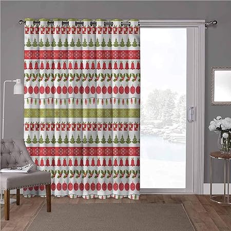 YUAZHOQI Cortina opaca para puerta corredera de patio, Navidad