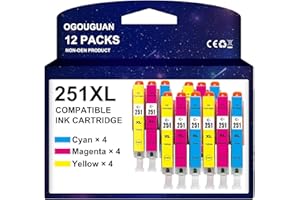 12 Pack Compatible Canon 251 XL CLI-251 XL 251XL Ink Cartridges Replacement for Canon Pixma MX922 MG5520 MG6620 MG7520 MG7120
