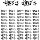 NOIAFZY 50Pcs Antique Silver Color Notes Charms Music Score Connector Pendant DIY Handmade Charms For DIY Jewelry Making Supplies