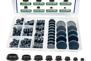 NEEBETEK 135Pcs Black Silicone Rubber Plugs for Round Holes Grommet Kit, 8 Assorted Sizes (1" 3/4" 5/8" 1/2" 3/8" 5/16" 1/4" 1/5") General Snap Locking Caps for Motorcycle, Furniture, Automotive, Plumbing