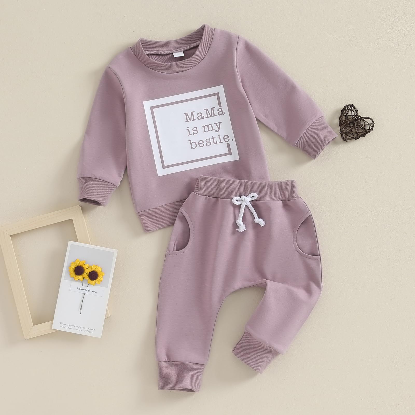 Toddler Baby Girl Clothes Long Sleeve Letter Print Sweatshirt and Stretch Jogger Pants Newborn Fall Winter Outfit