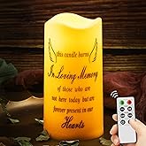 Pangda Flameless Memorial Candle Real Wax LED Candle with Remote Bereavement Sympathy Gifts for Loss of Loved One Mother, Father Remembrance Gift(in Heart)