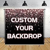 Custom 8x8ft Custom Backdrop Personalized Photo Backdrop with Picture Backdrop for Photography, Gift for Christmas, Birthday, Wedding, Graduation, Valentine's Day (96x96in)