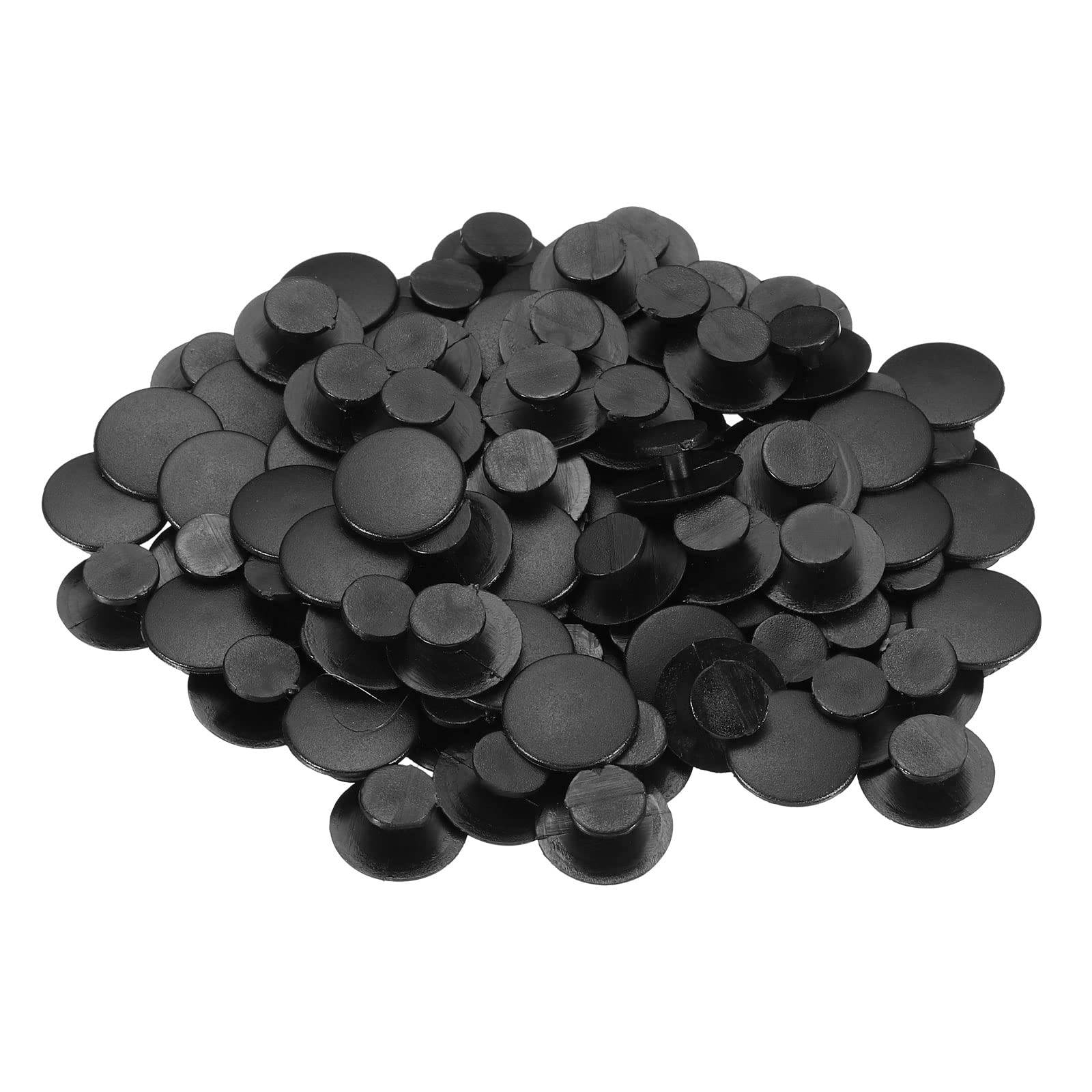 PATIKIL Plastic Button Charm, 100 Pack 14 x 8mm Dia Buckle Button Accessories Backs Wristband Shoe Charm Decoration for DIY Ornaments, Black
