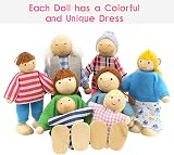 SumDirect Sets of 8 Wooden Family Dolls Playset for Doll House 8 Figures view 3