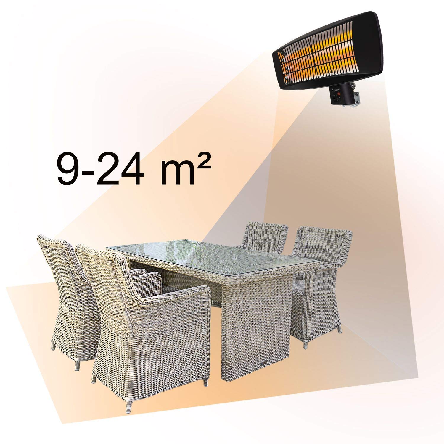 3 Leistungsstufen Infrarot Strahler Heizelemente Wandhalterung Innen