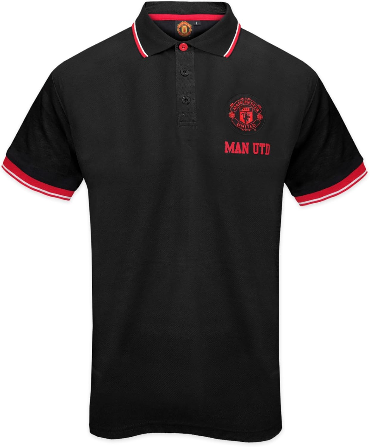 Manchester United FC Official Soccer Gift Mens Crest Polo Shirt Black
