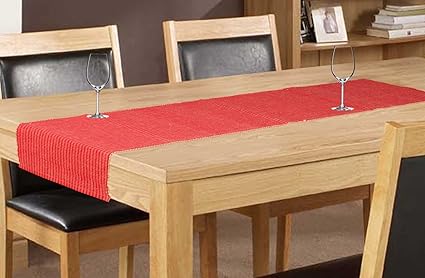 Elan Cotton Marigold Theme Table Runner - 33 X 180 CM (Red)