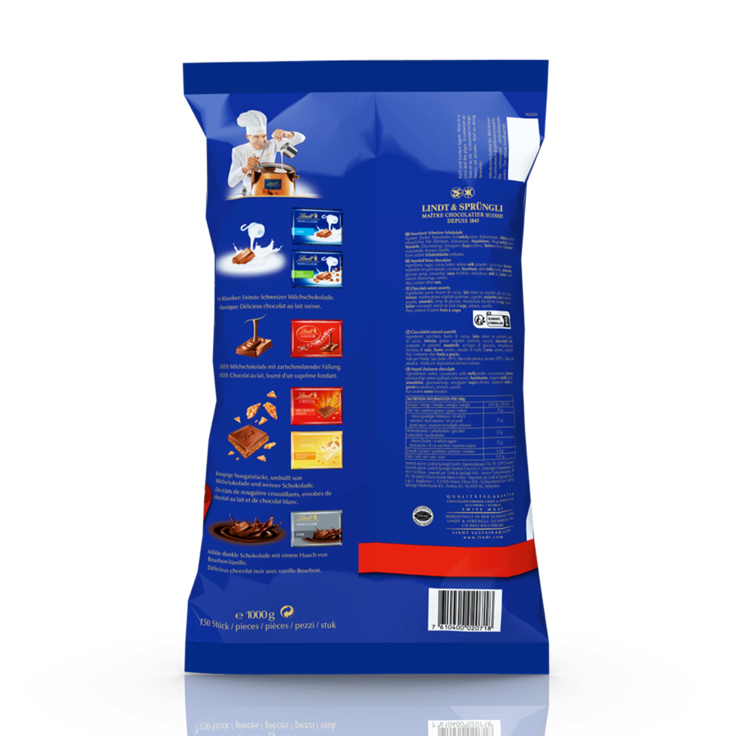 Lindt Schokolade | Napolitains Mini Schokoladentafeln Beutel | 1 kg | kleine zartschmelzende Schokoladen-Täfelchen in 6 Sorten | Schokoladen-Geschenk zum Teilen 5