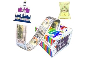 TOYEISHI Surprise Money Box for Cash Gift and 3D Gift Cards, Birthday Money Box for Cash Gift for Kids Adults，Money Gift Boxes for Cash Pull with Money Holder for Money Roll and Bag-Colorful