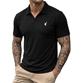 JMIERR Mens Casual Polo Shirt Summer Buttonless Short Sleeve Moisture Wicking Quick Dry Henley Golf Shirts