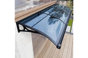 KIZYRQ Awning for Door Entrance, Window Awnings Exterior with Aluminum Bracket Polycarbonate Board, Patio Balcony Porch, UV Rain Snow Protection Blue 60x190cm/24x75in