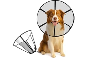 Lainergie Adjustable Soft Dog Cone Collar for After Surgery Recovery, Comfortable Pet Recovery Protective Collar for Medium Large Dogs, Elizabethan Dog Neck Collar (L, Black)