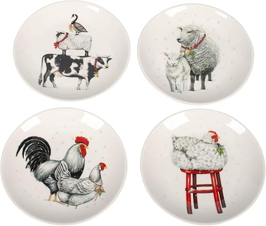Amazon Com Barnyard Animals Ceramic Plates Set Of 4 Plates