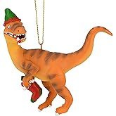 Tree Buddees Raptor Dinosaur Christmas Ornament Velociraptor with a Stocking