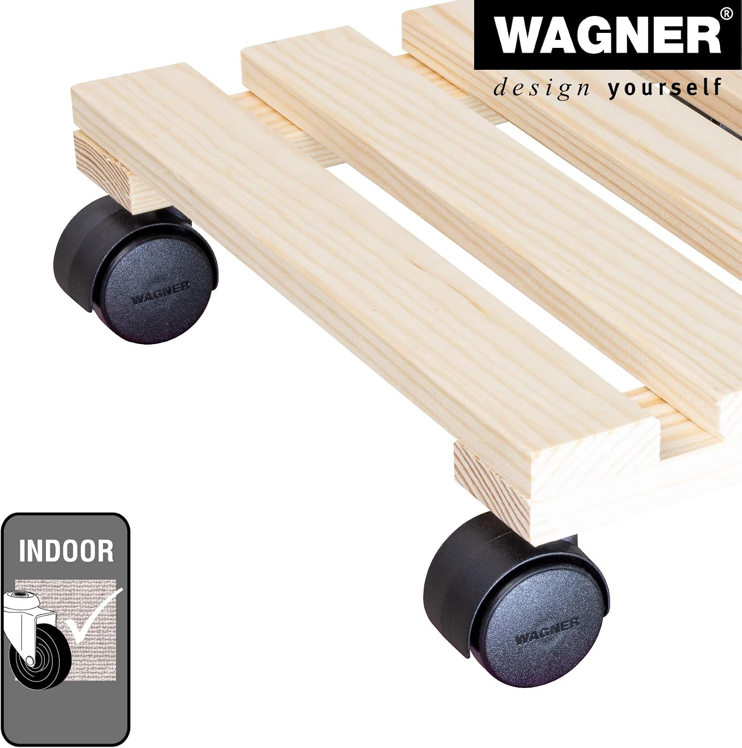 WAGNER Plant trolley PALETTI 29 x 29 x 8 cm I Flower trolley for indoor use I Container trolley made of FSC®-certificated solid wood - Image 5