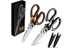 Miluoou Kitchen Scissor, 2-Packs Kitchen Scissor Heavy Duty Meat Shears, Ultra Sharp Stainless Steel Multi-Purpose Scissors f