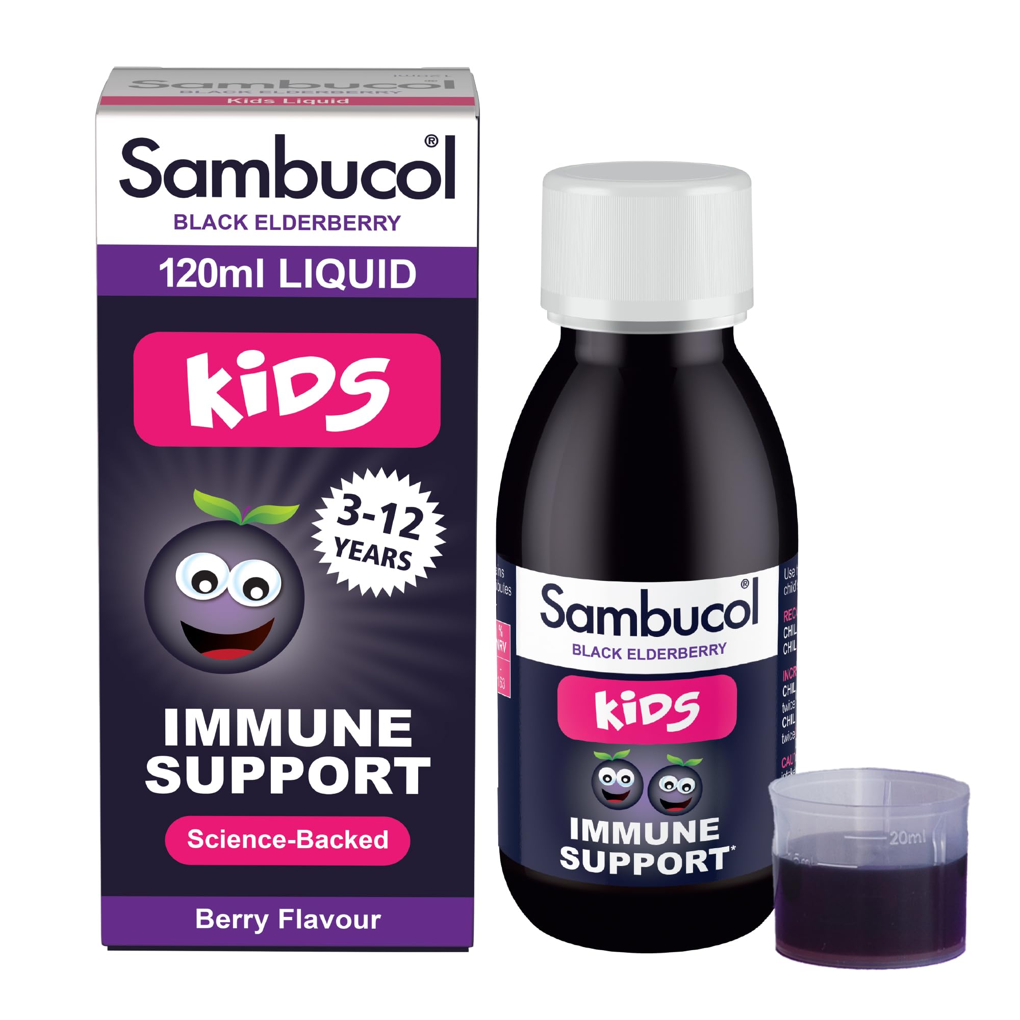 Sambucol Natural Black Elderberry Kids Liquid | Vitamin C | Immune Support Supplement | 120ml
