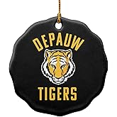 GRAPHICS & MORE DePauw University Tigers Logo Porcelain Scalloped Holiday Christmas Tree Ornament - 2.8" (7.1 cm)