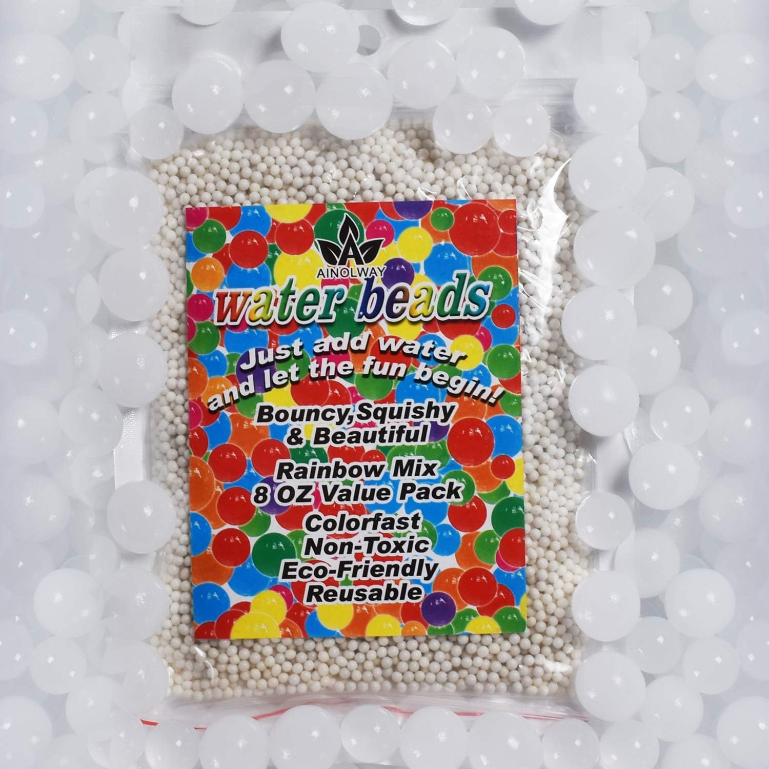 Vase Fillers - AINOLWAY Water Gel Bead Vase Fillers Beads (20000pcs) Water Growing Pearls for Vases, Wedding Centerpiece, Kids Sensory Toys Water Table Activities (8 Oz, White)