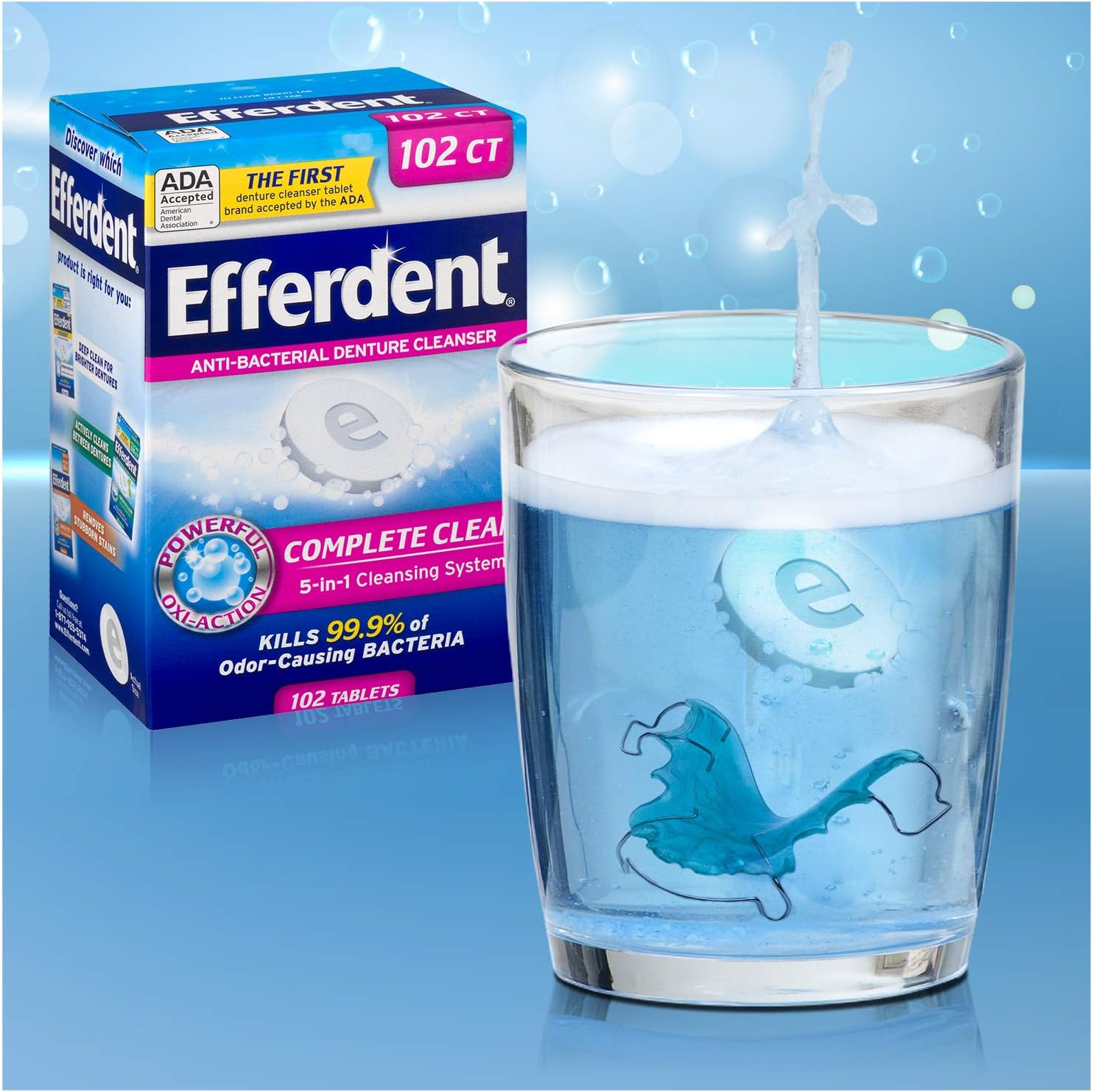 Efferdent Denture Cleanser Tablets, Complete Clean, 102 Tablets: Health & Personal Care
