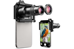 APEXEL 6X Telephoto Lens & 150mm Macro Lens, 2-in-1 Aluminum Phone Camera Lens Kit with Universal Clip. Phone Lens Attachment Fit for iPhone 16/15/14/13, Samsung, Android Phone and Most Smartphone