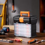 VonHaus Utility Tool Box Storage Organiser Case with 4 Drawers view 9