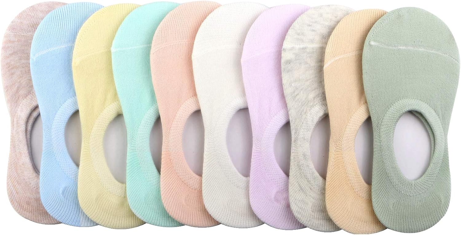 BOOPH 10 Pairs No Show Socks for Girls Boys Anti-slip Low Cut Kid Socks 3-9 Year: Clothing