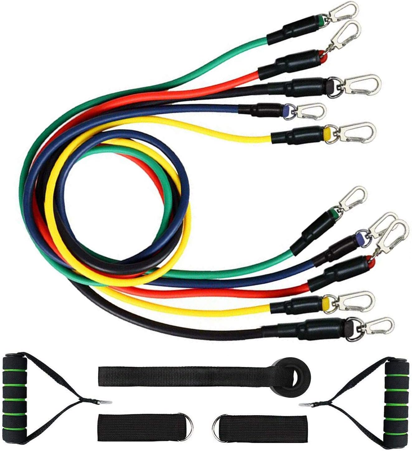 Exercise Bands 11 PCS Resistance Band Set New Version with Handles, Fitness Tubes, Door Anchor, Ankle Straps, Fitness Workout Bands Stackable Up To 100 Lbs, Indoor Sport Suitable for Men Women