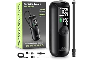 Woowind Tire Inflator, Bike Pump, 1 Minute Inflation Air Compressor, 150PSI Air Pump for Car Tires, Bikes, Motorcycles, Balls
