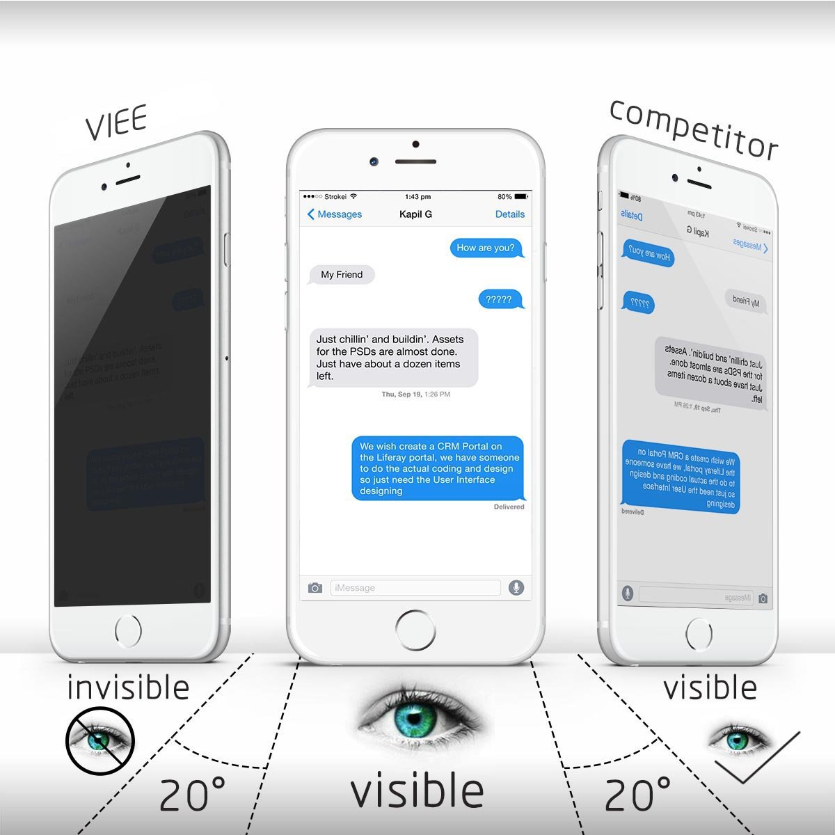 iPhone 6s Plus 6 Plus Privacy Tempered Glass Screen Protector,VIEE HD Clear Privacy Tempered Glass Screen Protector Replacement for iPhone 6/6S Plus,Power Save,Eye Protection,Bubble Free 2.5D (6/6S Pl