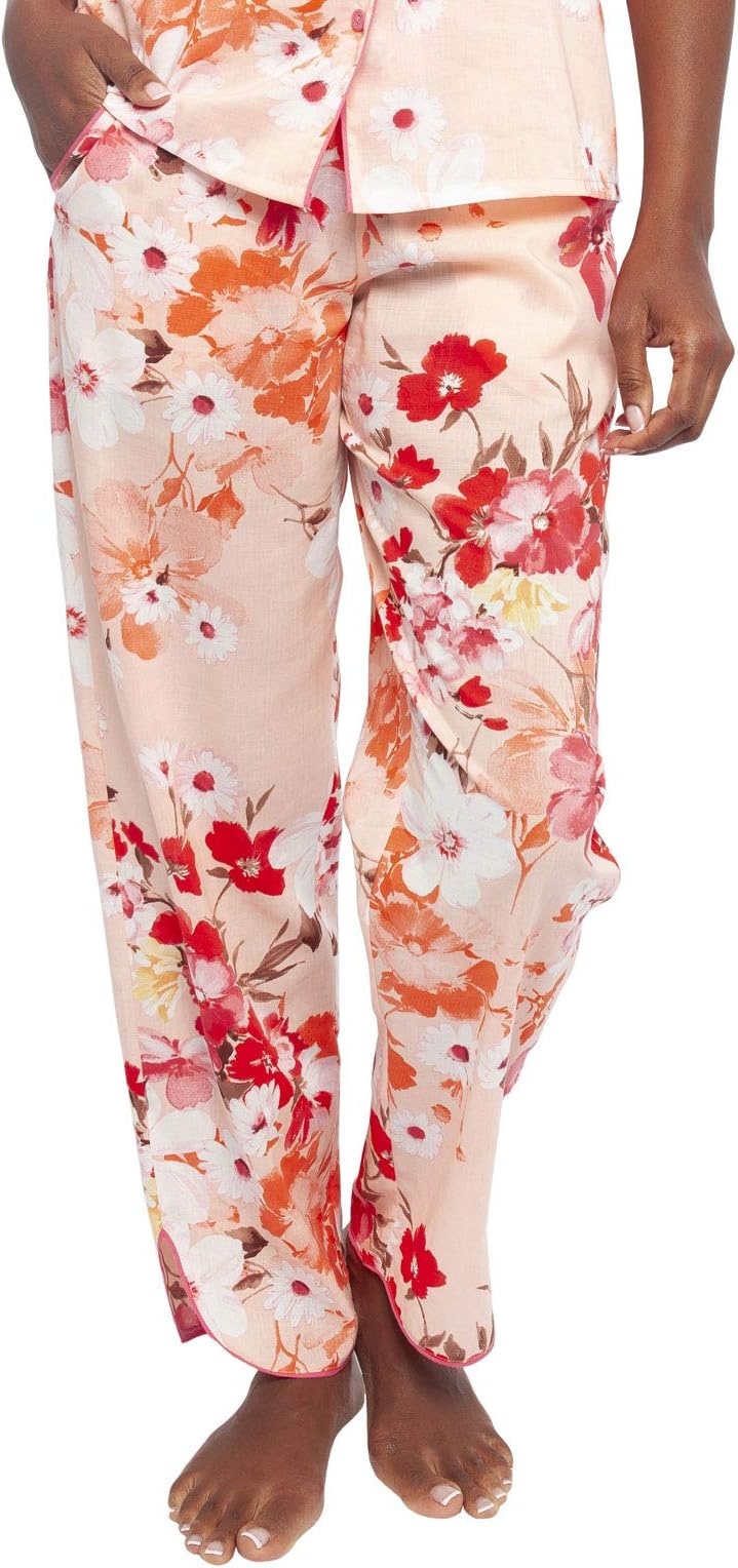 Cyberjammies 4425 Women's Darcie Coral Orange Floral Print Cotton Pyjama Pant