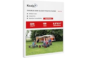 KOALA PAPER Koala Double Side Thin Glossy Photo Paper 8.5x11 Inches 120gsm 100 Sheets Compatible with Inkjet Printer and Dye Ink 32LB