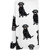 Yorhifa Black Labrador Retriever Dog Kitchen Dish Towels, Labrador Retriever Gifts for Women Men Hand Towels for Bathroom Kitchen Decor, Black Lab Gifts, 16x24 Inches