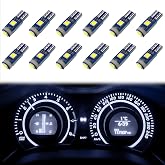 ecocstm 12 PCS T5 LED Bulbs, 74 73 37 2721 Instrument Cluster Light Bulb | 12 Volt Bright Canbus Error Free LED Dashboard Light Bulb, 3030 SMD Automotive Replacement Bulbs (White)