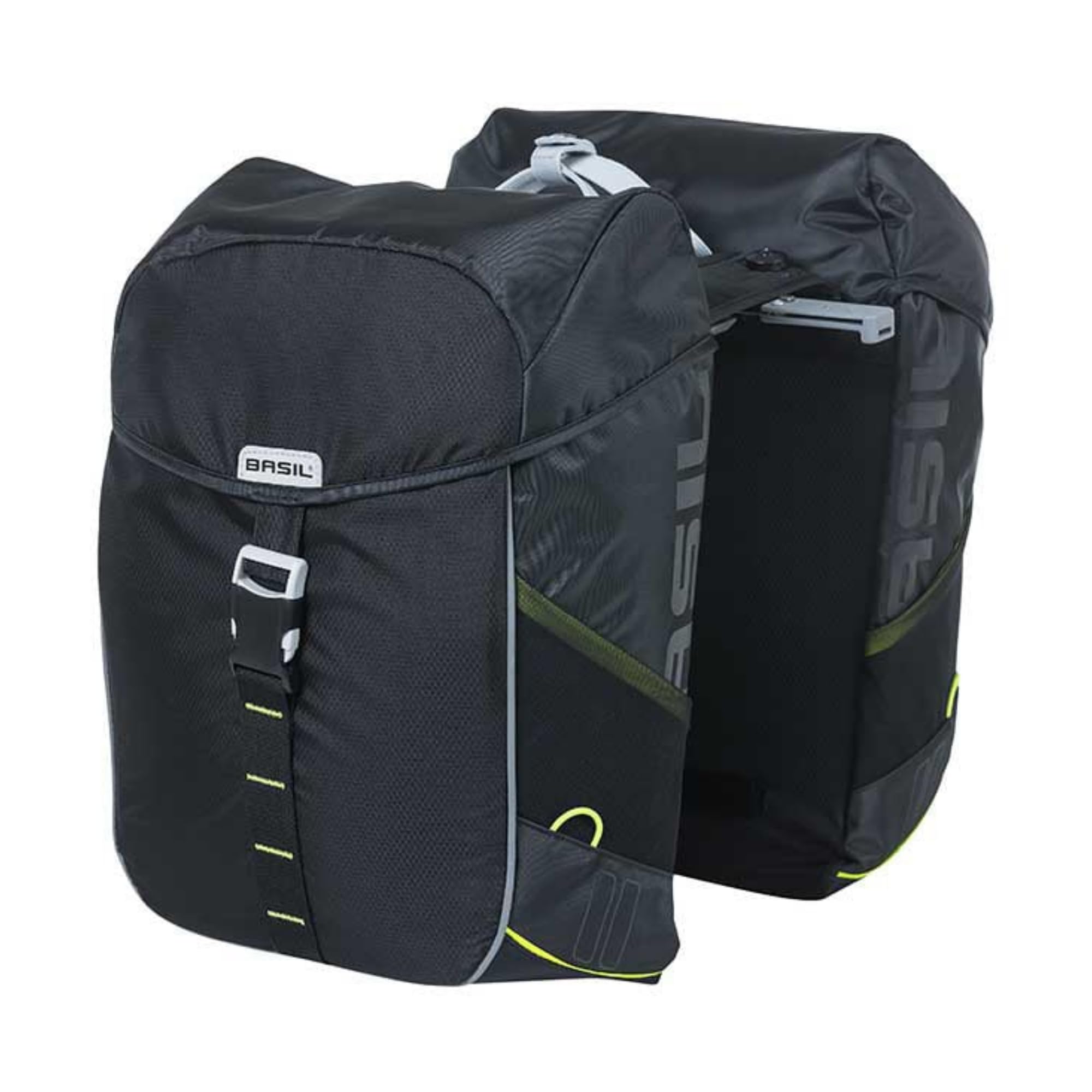 Basil Miles MIK Double Pannier Bag, Black Lime, 37 Litre