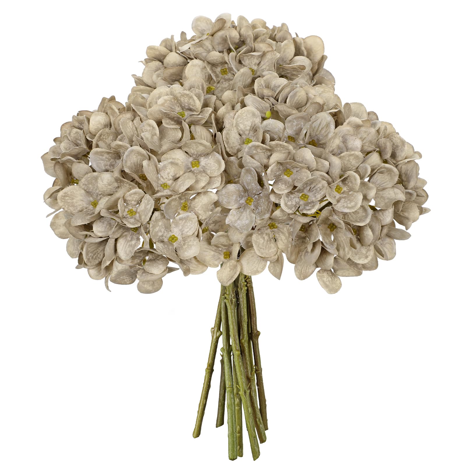 Photo 1 of 9 Pcs Fall Hydrangea Artificial Flowers for Decoration, Fall Artificial Flowers Floral Stems for Centerpieces, 12.5" Falls Silk Flower Fake Flower Bouquet for Autumn Farmhouse Wedding Decor, Coffee