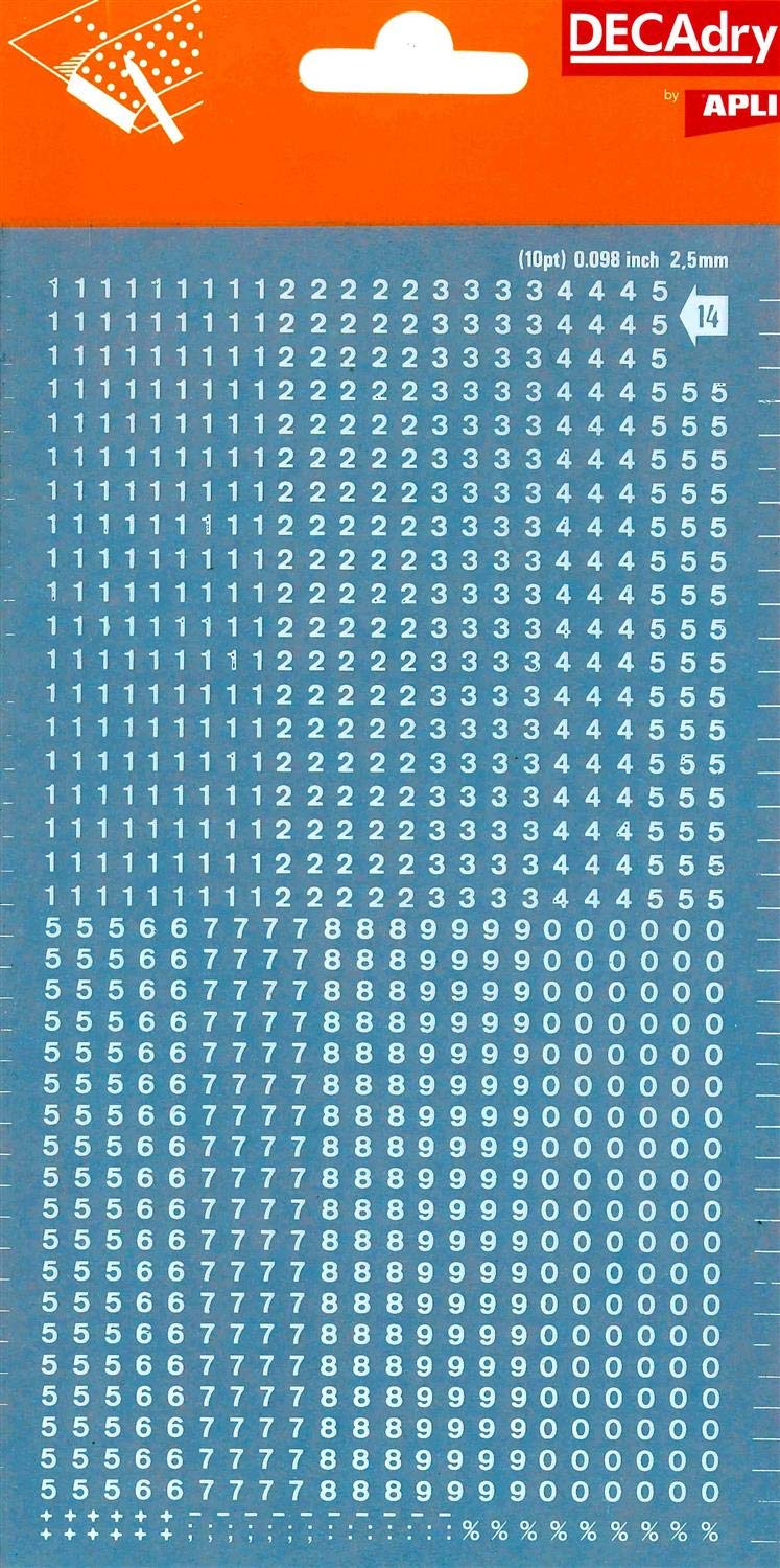 Transferable Letters and Numbers, Black, Numbers, 2.5 mm, White โ image 1