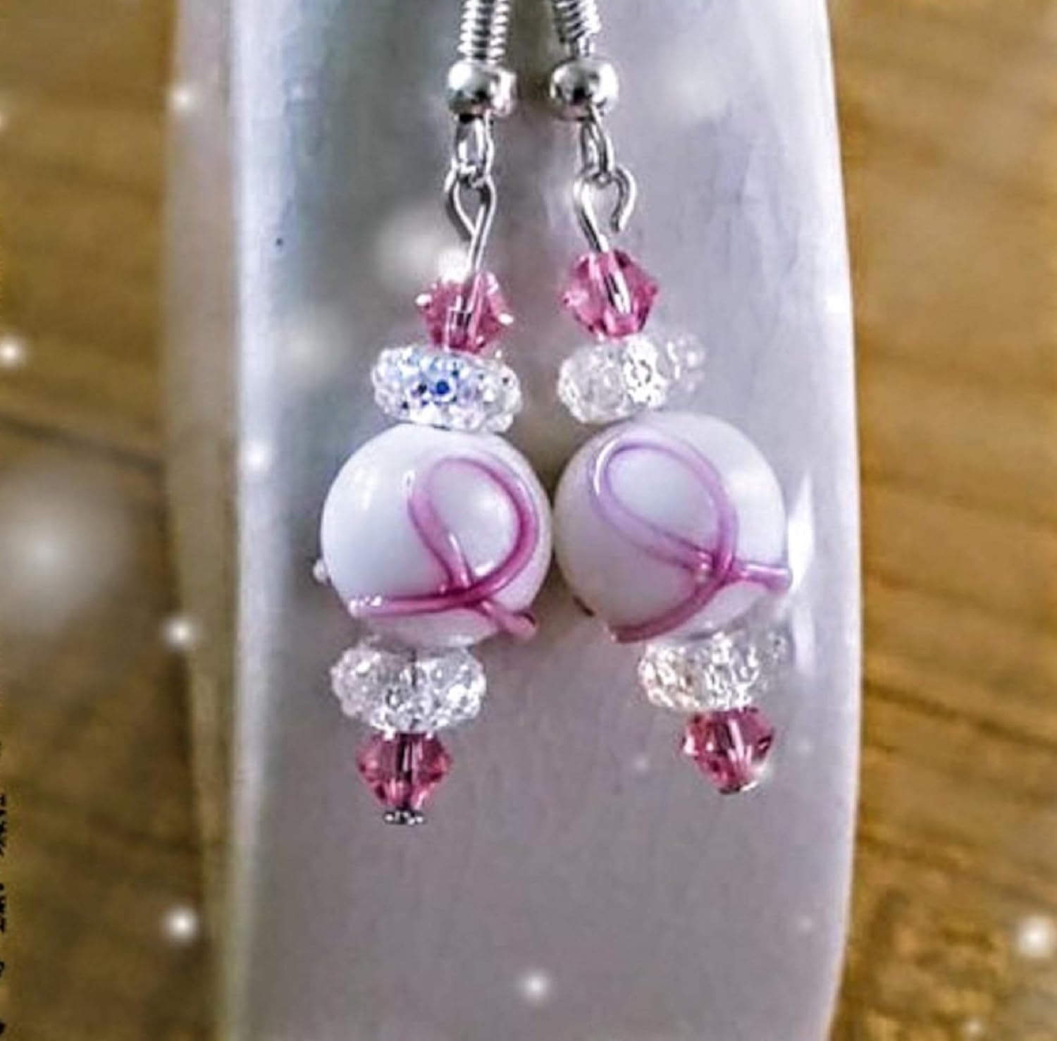 Breast Cancer Earrings Pink Ribbon Dangle Earrings Breast Cancer Awareness Gift