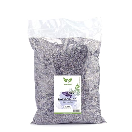 NaturaForte Lavendelblüten 500g - Lavendel ohne Zusätze, Bläulich, Intensiver Duft, Getrocknete Lavendel Blüten für Duftkisse