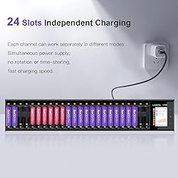 LIMETA 24 Bay AA AAA Battery Charger - High Speed