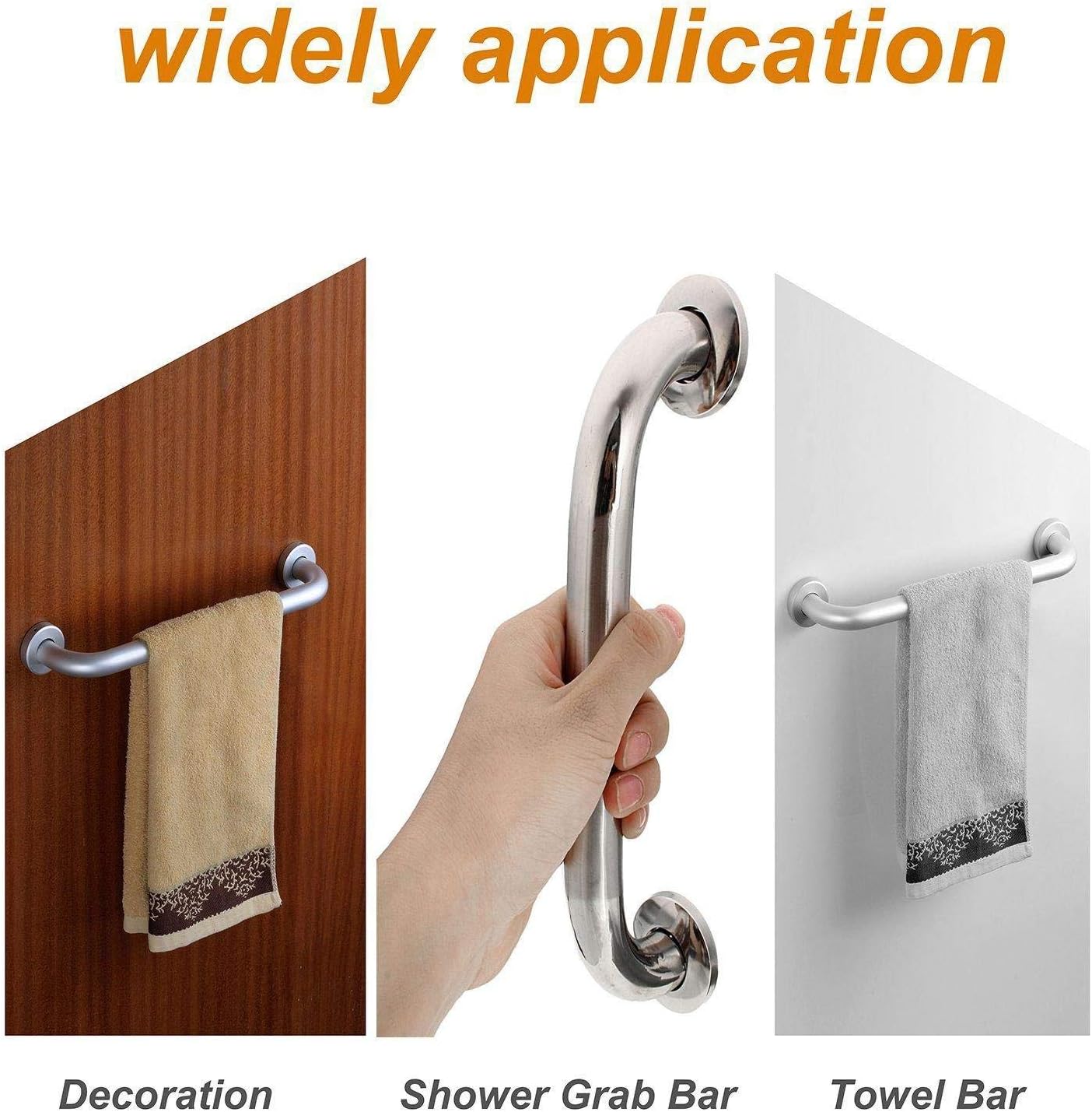 2 Pack 16 Inch Shower Grab Bar, ZUEXT Chrome Stainless Steel Bathroom Grab Bar, Shower Handle, Bathroom Balance Bar, Safety Hand Rail Support - Handicap, Elderly, Injury, Senior Assist Bath Handle: Health & Personal Care