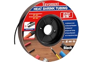 Tavonuxt 3/16" 65ft 3:1 Heat Shrink Tubing with Adhesive Lining - Marine Grade, Ideal for Home, Automotive, and Industrial Use - Black