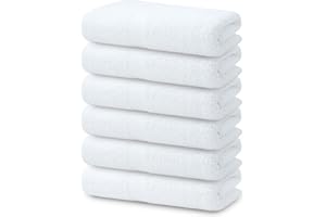 Textila Cotton Bath Towels - Small Bath Towel 22x44 Inches - Pack of 6 - White Color - Ultra Soft and Absorbent Bath Towel for Kids, Hair Wrap, Gym, Pool, Spa, Hotel, Home and Traveling Use