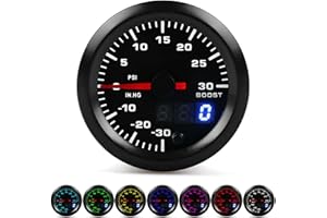 2in Universal 7 Colors LED Turbo Boost Meter PSI Pressure Gauge Digital Display Pointer for All 12V Cars