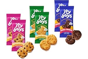 Joydays Sampler Cookie Variety Pack, Low Sugar Chocolate Chip, Peanut Butter & Double Chocolate Chip Cookies, Healthy Snacks, Soft Baked Cookie, 3g Protein, 3g Sugar, 5g Fiber, 6 Pack, 12 Cookies